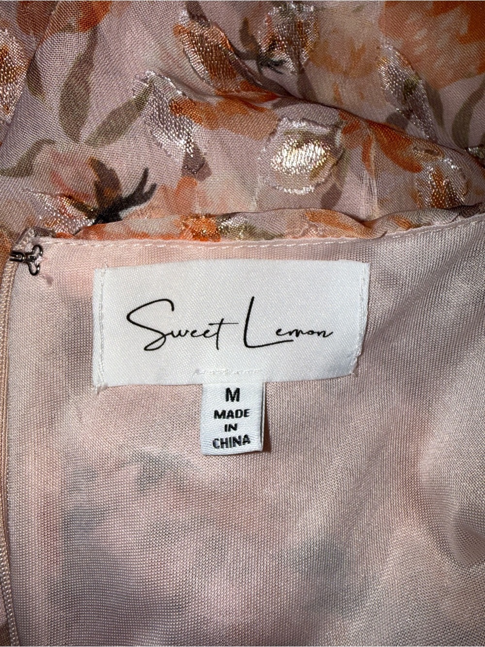 Floral Puff-Sleeve Mini Dress in Peach - Picture 6 of 7